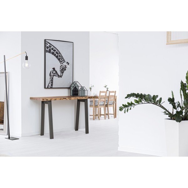 Melns/dabīga toņa konsoles galds ar akācijas koka galda virsmu 45x130 cm Aron – Bizzotto-image-1