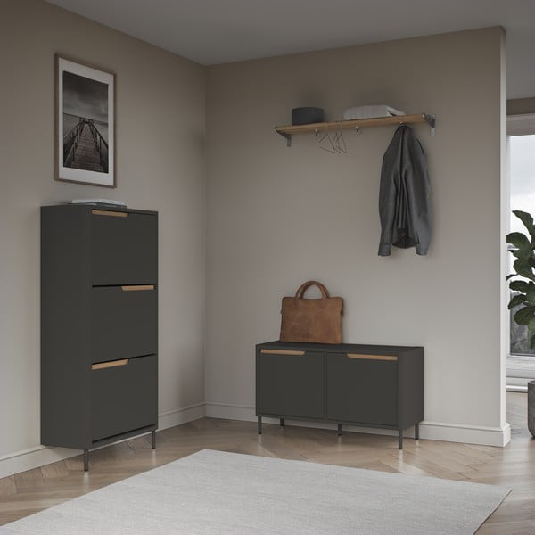 Antracīta pelēks kurpju skapis Tenzo Switch, 62 x 131 cm-image-1