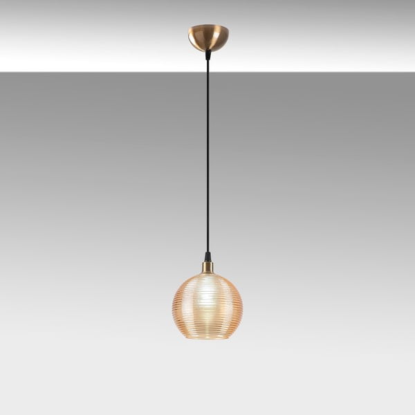 Okera dzeltena/zelta krāsas piekaramā lampa ar stikla abažūru ø 15 cm Muzo – Opviq lights-image-3