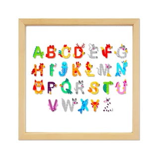 Stikla glezna koka rāmī Vavien Artwork Alphabet, 32 x 32 cm