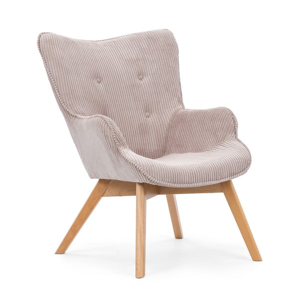 Gaiši rozā velveta atpūtas krēsls ar kāju balstu Niko – Ropez-image-4