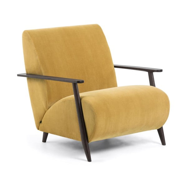 Dzeltens velveta atpūtas krēsls Meghan – Kave Home