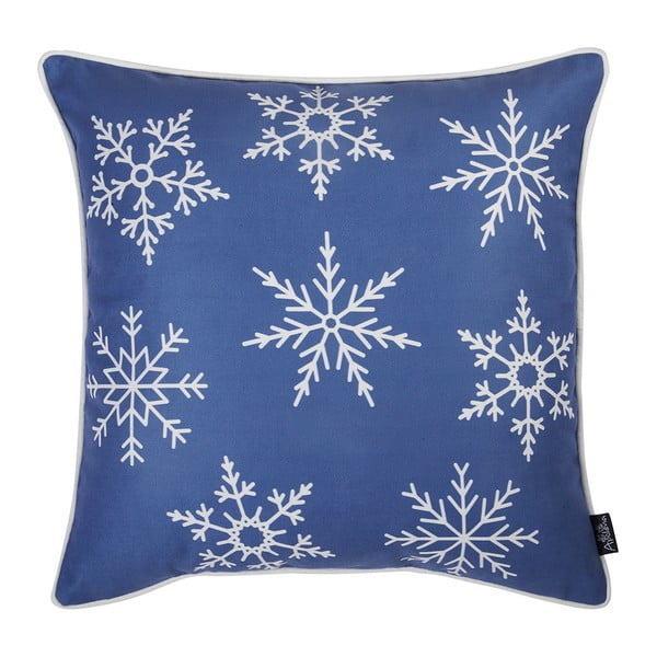 Zila spilvendrāna ar Ziemassvētku motīvu Mike & Co. NEW YORK Honey Snowflakes, 45 x 45 cm
