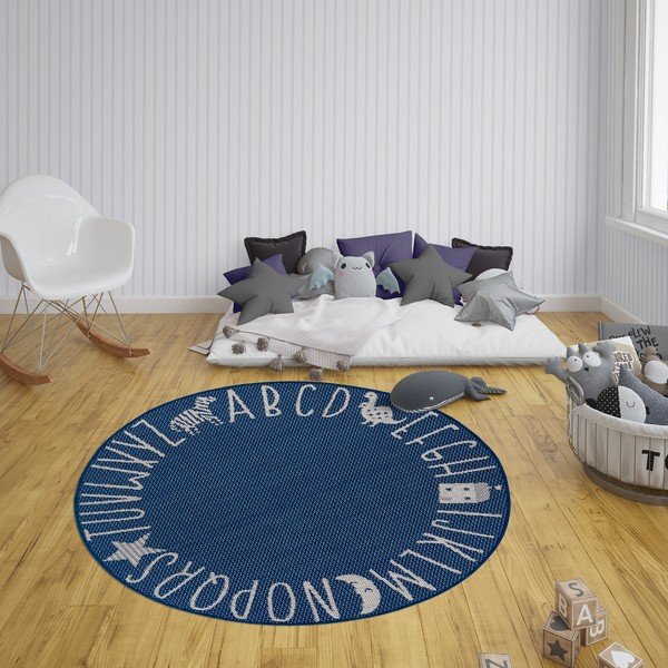 Zils paklājs bērniem Ragami Letters, ø 160 cm-image-1