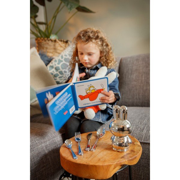 Sudraba krāsas nerūsējošā tērauda bērnu galda piederumi (4 gab.) Miffy – Zilverstad-image-4