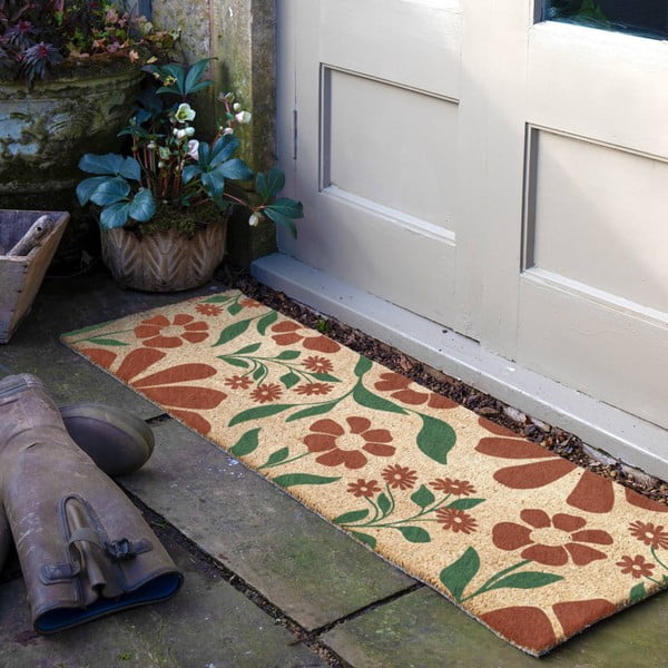 Kokosšķiedras kājslauķis 40x120 cm Red & Green Floral – Artsy Doormats-image-1