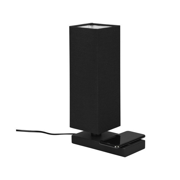 Matēta melna galda lampa ar bezvadu lādētāju (augstums 35 cm) Haley – Reality