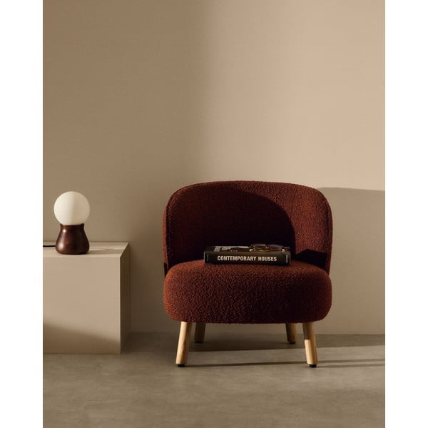 Terakotas oranžs atpūtas krēsls no buklē auduma Ulit – Kave Home-image-1