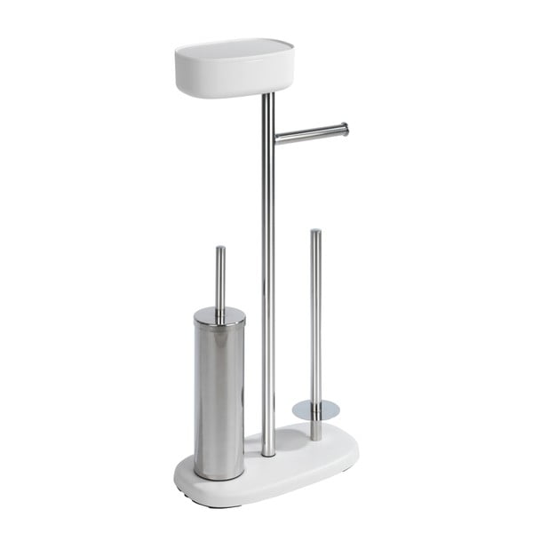 Balts/sudraba krāsas nerūsējošā tērauda tualetes papīra turētājs ar statīvu Rivazza – Wenko-image-3