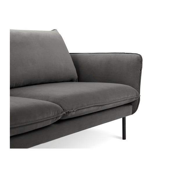 Tumši pelēks samta stūra dīvāns Cosmopolitan Design Vienna, kreisais stūris-image-4