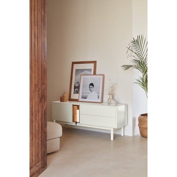 Krēmkrāsas TV galdiņš 140x56x40 cm Corvo – Teulat-image-1