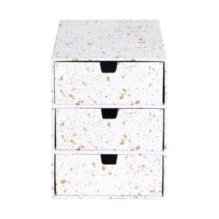 Zelta balta uzglabāšanas kaste ar 3 atvilktnēm Bigso Box of Sweden Ingrid