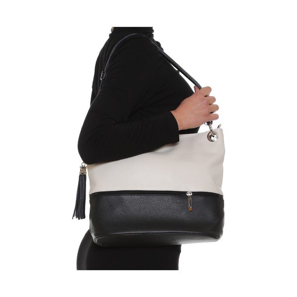 Ādas rokassoma Anna Luchini 1104 Beige Nero-image-4