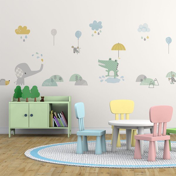 Bērnu sienas uzlīme Ambiance Animals in the Rain-image-1