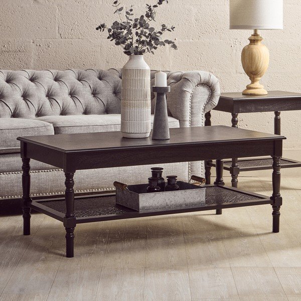 Melns žurnālgaldiņš 60x120 cm Heritage – Premier Housewares-image-2