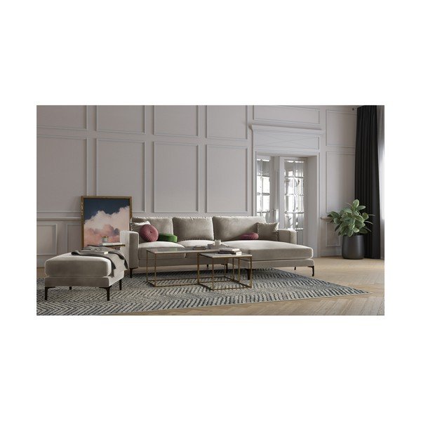 Bēšs samta kāju soliņš Kooko Home Harmony-image-3