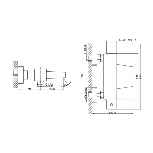 Spīdīgas sudraba krāsas sienas jaucējkrāns vannai (ar 1 izvadu) Latus – Sapho-image-1