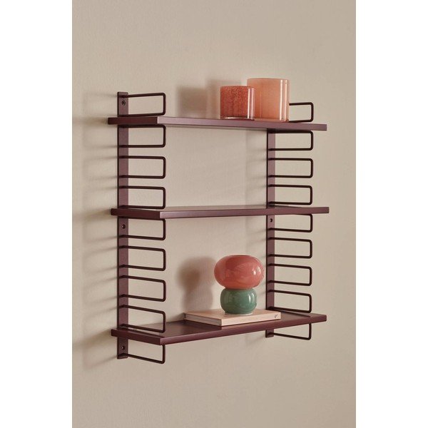 Sarkans daudzlīmeņu metāla sienas plaukts 54 cm Iseo – Ellos Home-image-1