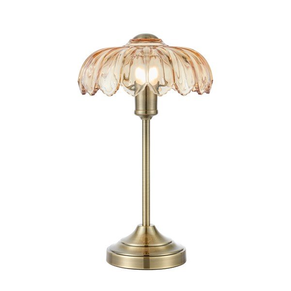 Misiņa krāsas/dzintara dzeltena galda lampa (augstums 43 cm) Kurage – Markslöjd
