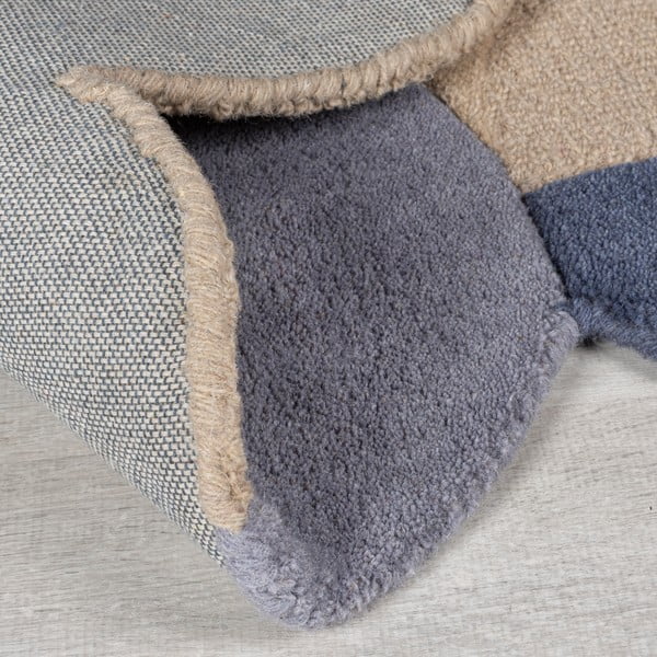 Bēšs ar rokām darināts vilnas paklājs 200x290 cm Mia Scallop Frame – Flair Rugs-image-3