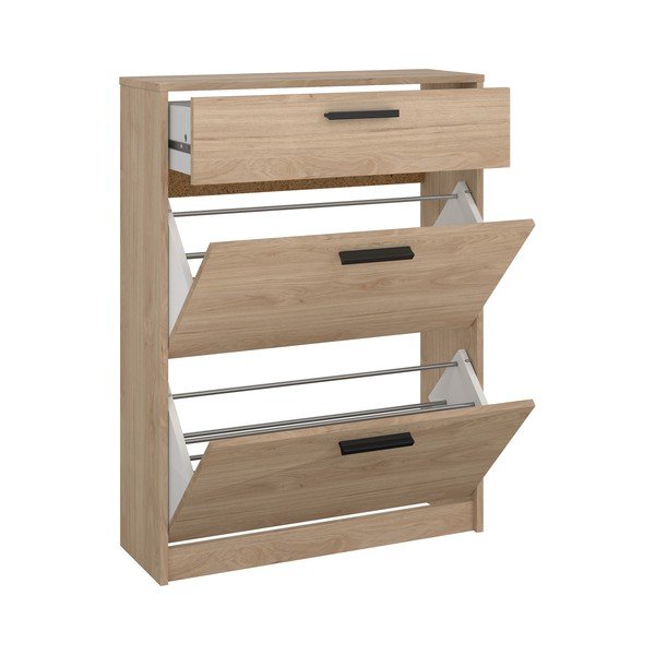 Dabīga toņa atverams apavu plaukts ar ozolkoka imitāciju 70x94x24 cm Escape – Tvilum-image-2