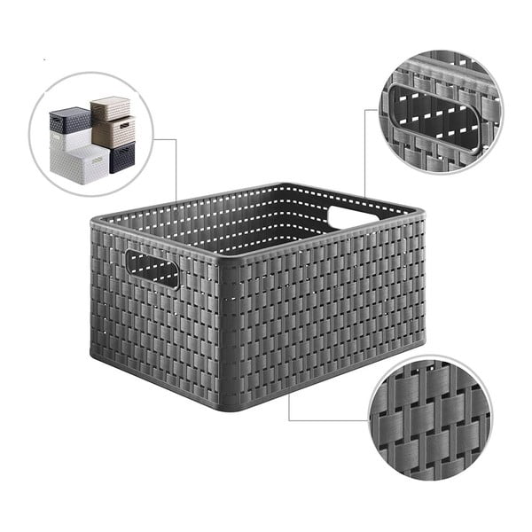 Tumši pelēks pārstrādātas plastmasas uzglabāšanas grozs Country – Rotho-image-2