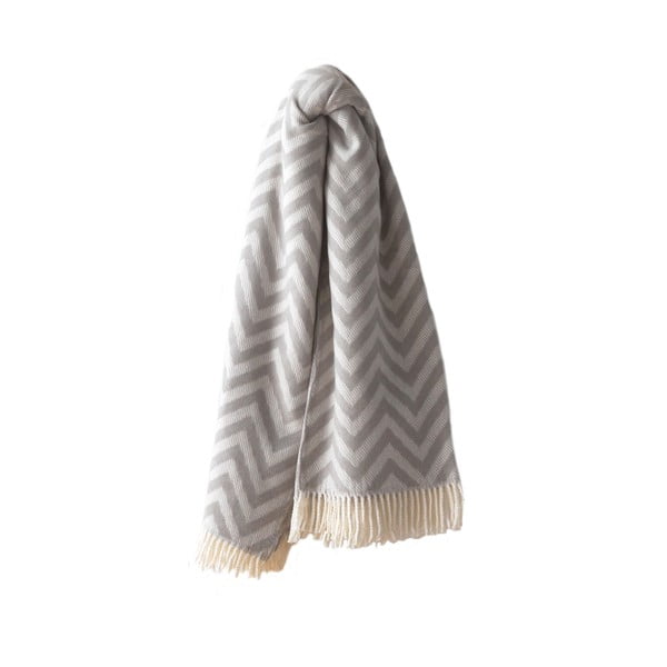 Gaiši pelēks pleds ar kokvilnu Euromant Chevron, 140 x 160 cm