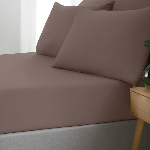 Tumši brūns palags ar gumiju 90x190 cm So Soft Non Iron – Catherine Lansfield-image-1