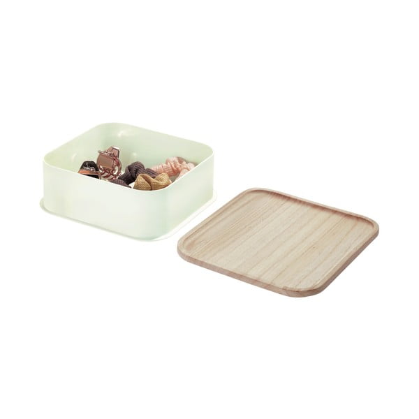 Balta uzglabāšanas kaste ar vāku no paulovnijas koka iDesign Eco, 21,3 x 21,3 cm-image-3