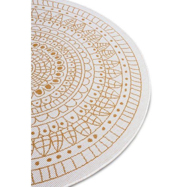 Okera dzeltens/balts apaļš āra paklājs ø 140 cm Porto – NORTHRUGS-image-4