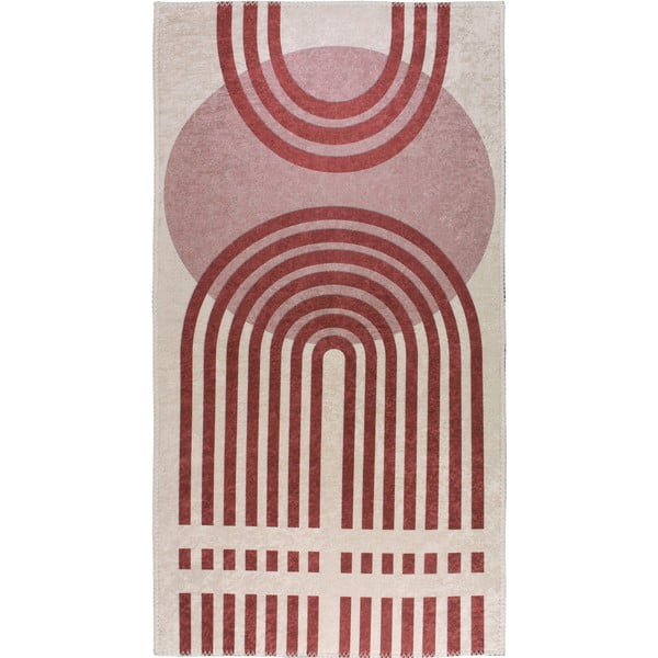 Sarkans/balts mazgājams paklājs 80x150 cm – Vitaus