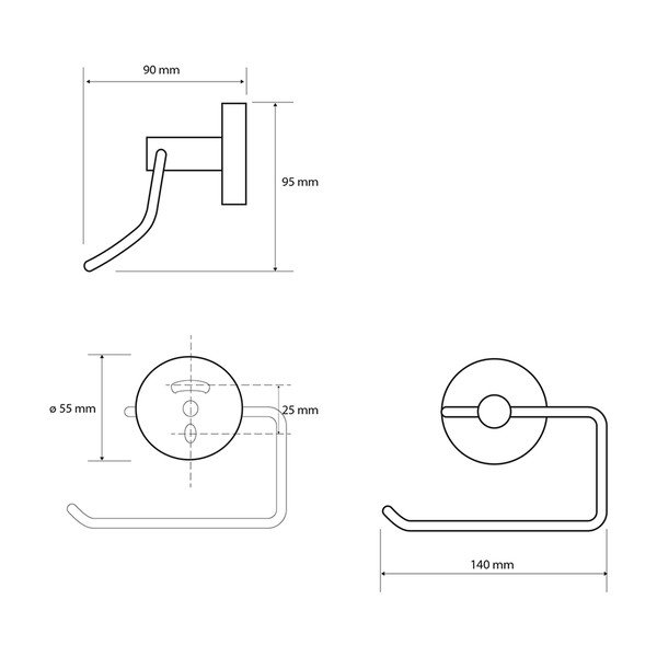Melns misiņa tualetes papīra turētājs Sapho X-Round-image-1