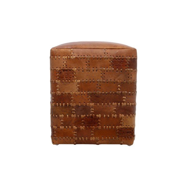 Ādas taburete HMS kolekcija Patchwork-image-1