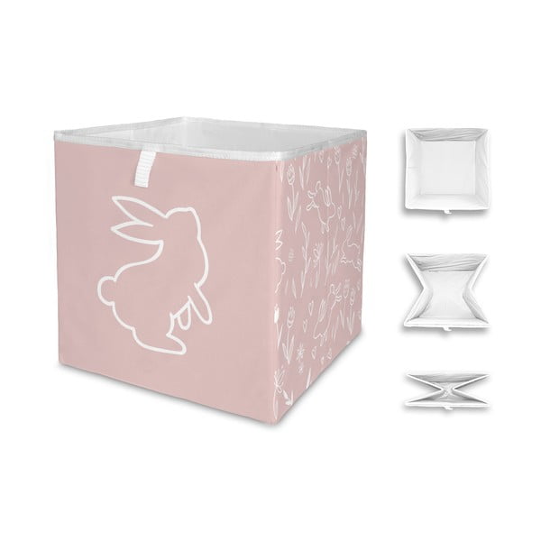 Rozā auduma bērnu glabāšanas kaste Sweet Bunnies - Butter Kings