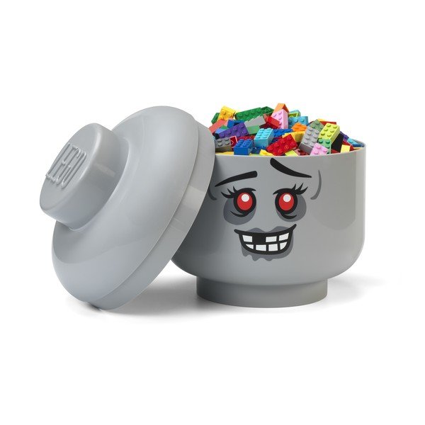 Pelēka plastmasas uzglabāšanas kaste bērniem ø 24x27 cm Head Zombie L – LEGO®-image-1
