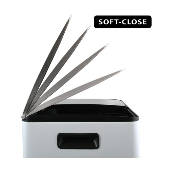 Matēti balta atkritumu šķirošanas tērauda atkritumu tvertne ar pedāli 2x20 l   Aliya – Spirella-image-4