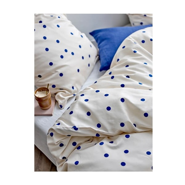 Zila/krēmkrāsas vienguļamā gultas veļa no kokvilnas satīna 140x200 cm Solaris – Södahl-image-1