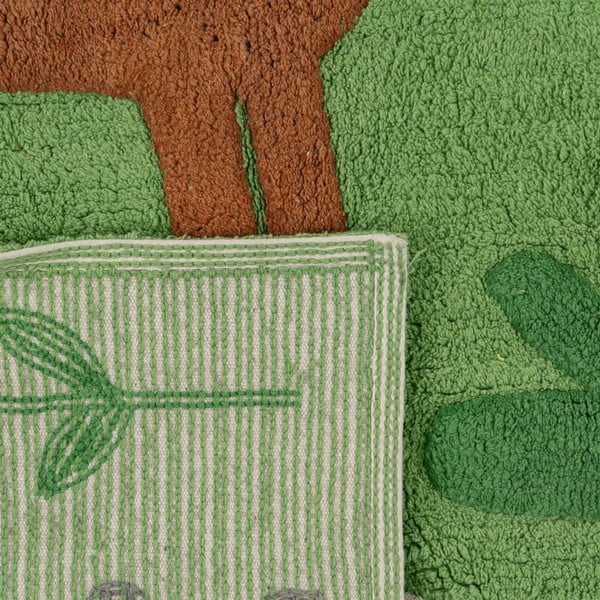 Zaļš mazgājams kokvilnas celiņa paklājs 90x175 cm Animals – Ixia-image-4