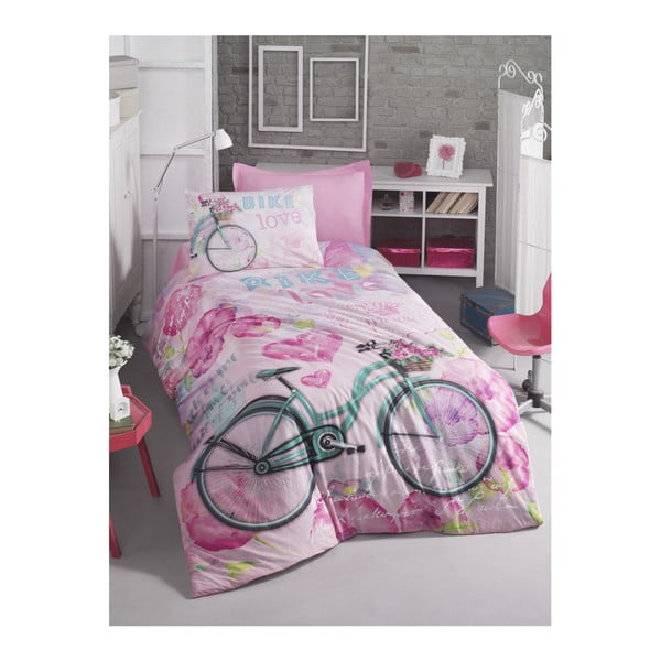 Gultas veļa ar gultas pārklāju vienvietīgai gultai Bike, 160 x 220 cm