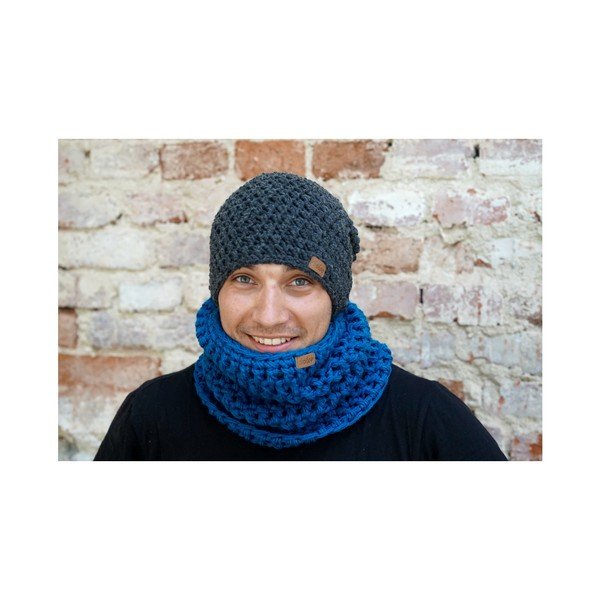 Tumši pelēka ar rokām tamborēta cepure DOKE Night-image-2