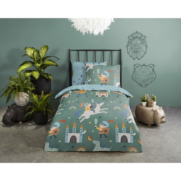 Kokvilnas bērnu gultas veļa vienvietīgai gultai 140x200 cm – Good Morning-image-1