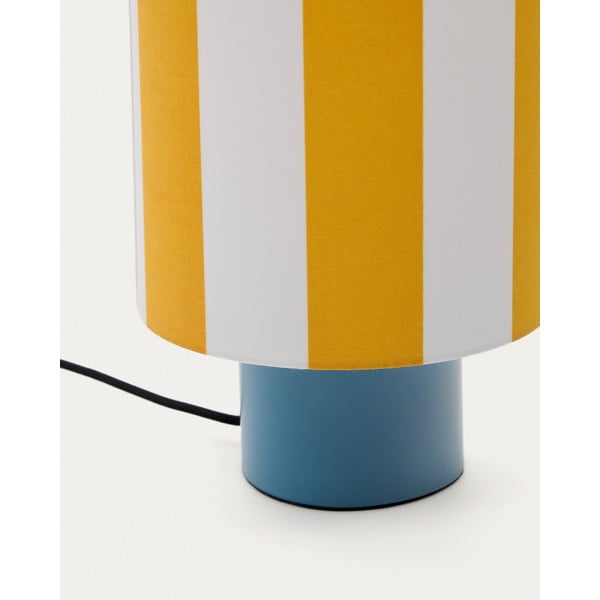 Dzeltena/zila galda lampa ar auduma abažūru (augstums 25 cm) Ciral – Kave Home-image-4