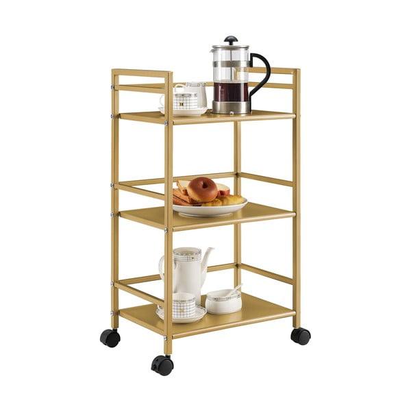 Metāla servēšanas galds uz riteņiem zelta krāsā 29x43 cm Helix – Novogratz-image-4