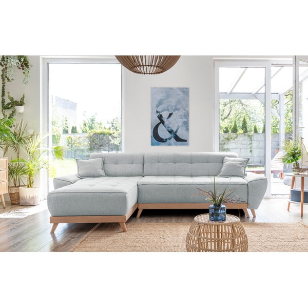 Gaiši pelēks izlaižams stūra dīvāns ar glabāšanas vietu Miuform Dazzling Daisy-image-1