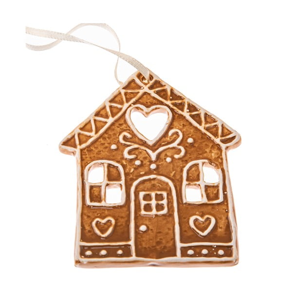 Keramikas Ziemassvētku eglītes rotājums 10 cm Gingerbread House – Dakls