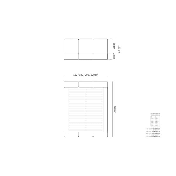 Krēmkrāsas samta polsterēta divvietīga gulta ar veļas kasti un redelēm 160x200 cm Brody – Mazzini Beds-image-4