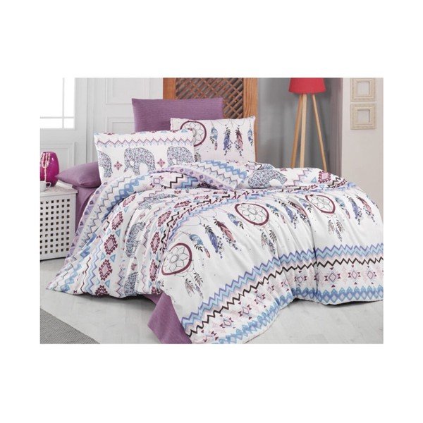 Zila/brūna gultas veļa divvietīgai gultai Elephant – Mila Home-image-1