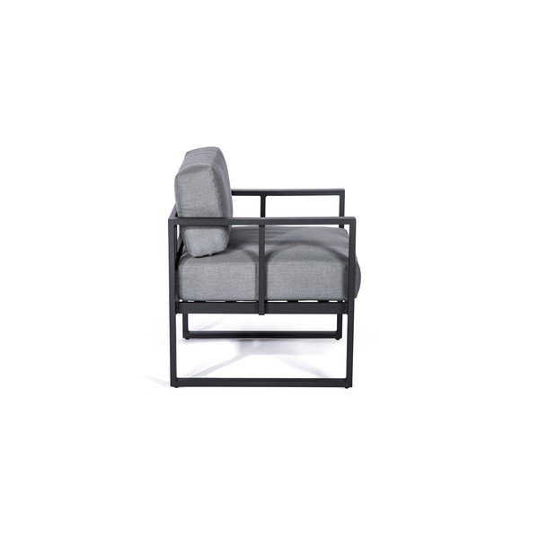 Grafīta pelēks dārza krēslu komplekts Bellisima un melns galds Loris, ø 35 cm-image-2