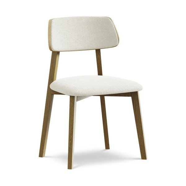 Krēmkrāsas masīvkoka pusdienu krēsls Niu – Makamii