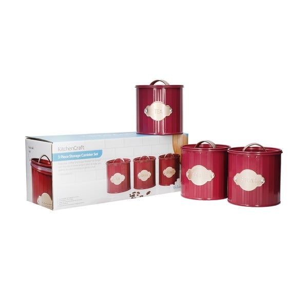Sarkanas tērauda pārtikas burkas (3 gab.) – Kitchen Craft-image-4